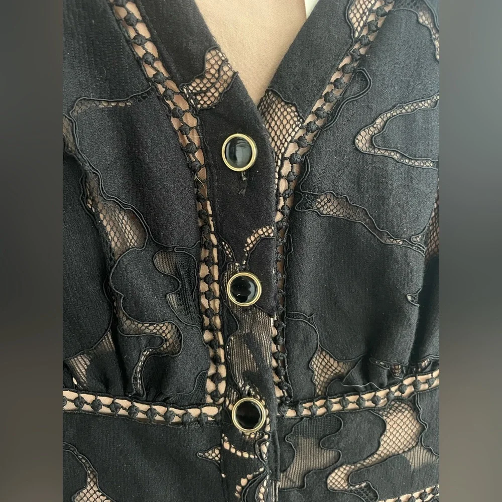 NWT By Anthropologie Ophelia puff-sleeve black and nude dress - Picture 5 of 12